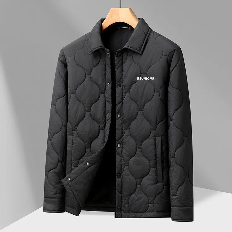 2025年冬季男士加肥加大码时尚休闲翻领加棉夹克轻奢棉服外套
