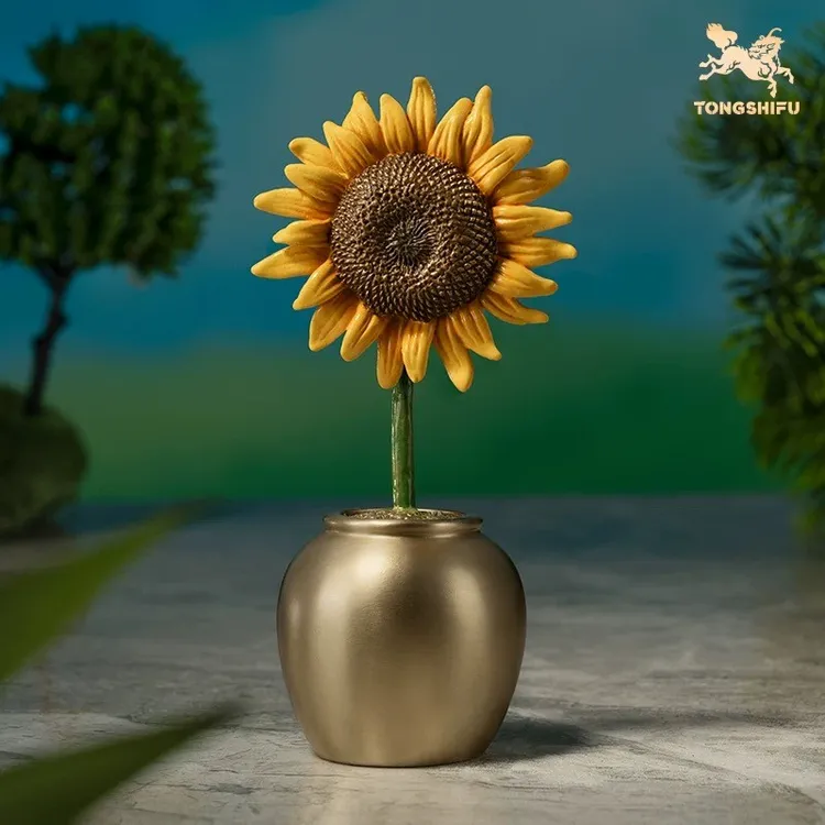 铜师傅《一举夺魁》客厅桌面铜向日葵摆件家居装饰工艺品儿童奖杯