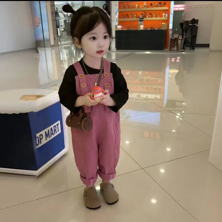 女童背带裤春装女宝宝裤子春秋季套装洋气童装2025新款小女