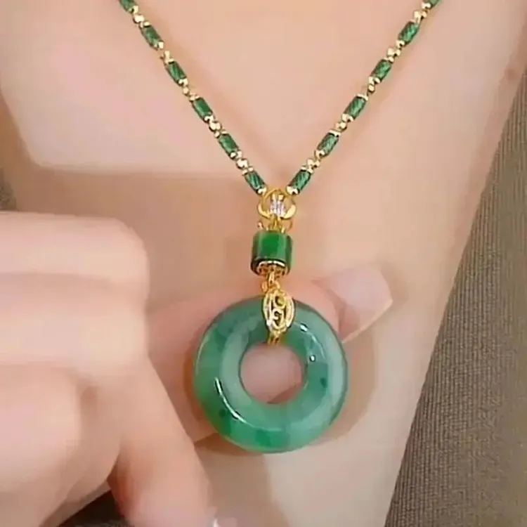 非金属仿珍珠吊坠 L4【母亲节】送妈妈送老婆高档风平安扣项链绿色商品图