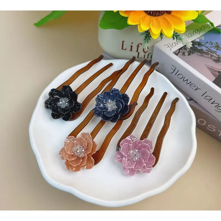 诗泊雅 花开富贵爆款三尺波浪丸子头头饰发饰