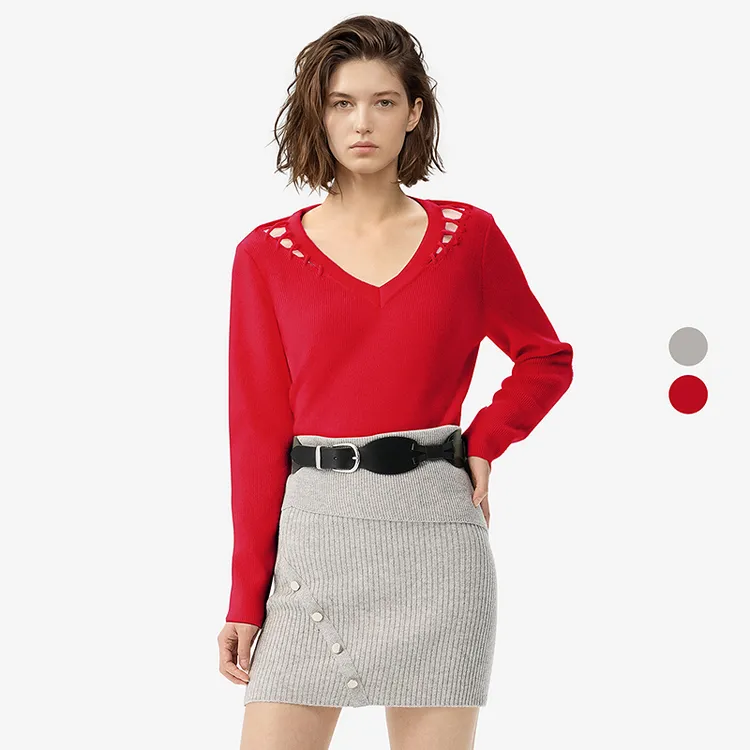 IRO Night 绵羊毛针织毛衣长袖毛衫肩部镂空法式轻奢26早春新款