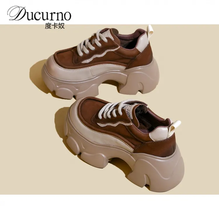 2025春季新款小个子厚底松糕鞋女高端复古小皮鞋圆头百搭休闲单鞋