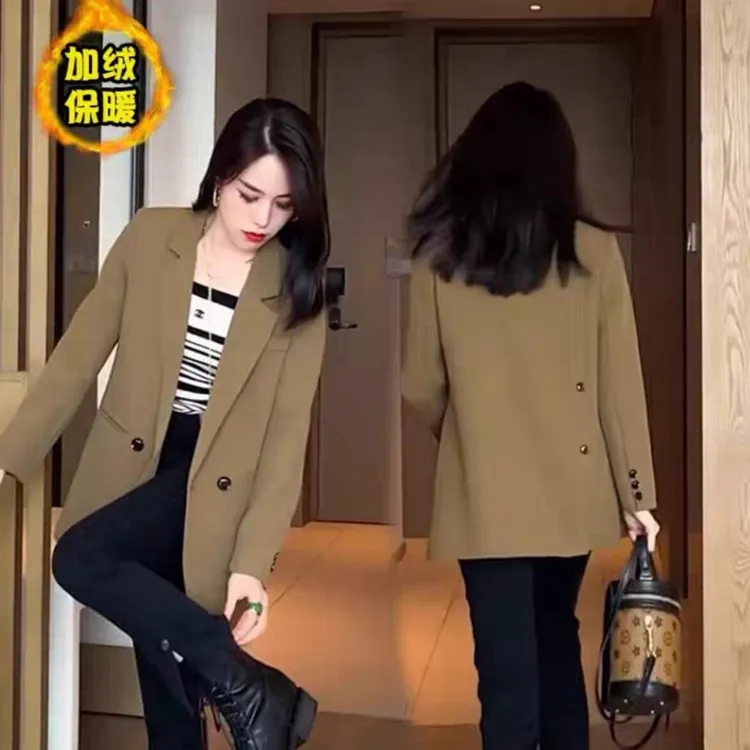 8057衣65西装外套女新款时尚时尚高级棉衣黑色小个子加棉韩版西服