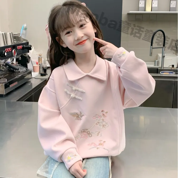 女童卫衣春装2025新款儿童新中式春秋季洋气时髦国风套装上衣大童