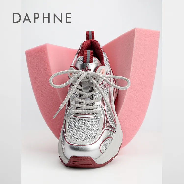 宋茜同款达芙妮厚底网面老爹鞋女2025新款休闲增高透气运动登山鞋