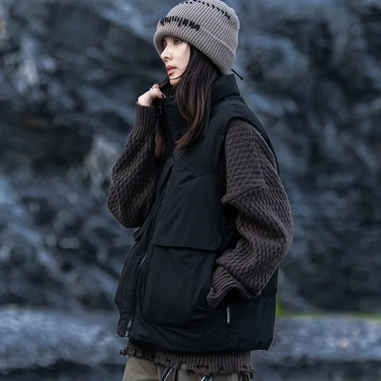 AOGZ鸭绒工装羽绒马甲男秋冬季宽松潮牌加厚保暖男女外穿羽绒背心