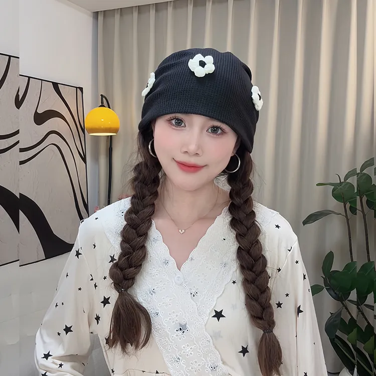 时尚包头帽女堆堆帽显脸小花朵帽子孕妇产后坐月子帽睡眠防风帽