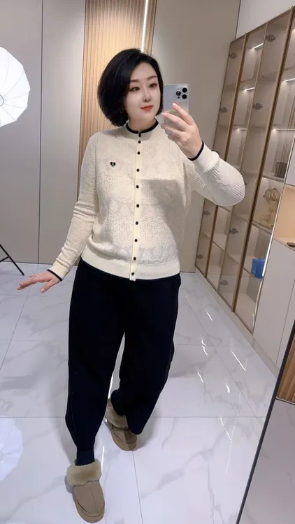 【聪姐推荐】5136撞色天丝羊毛衫（衣长65，胸围120）