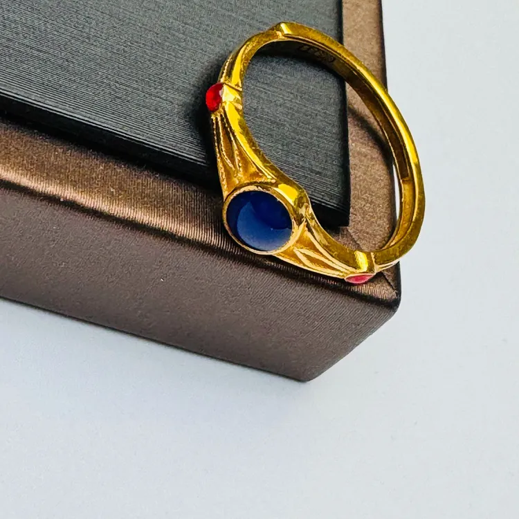 142#足金999  珐琅彩  活口戒指