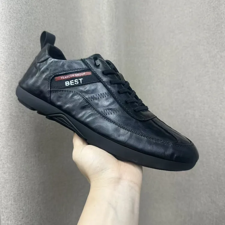 头层牛皮秋冬季新款男士休闲系带真皮皮鞋男软底韩版潮流透气百搭