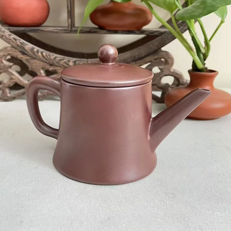  紫朱泥开运壶泡茶壶大口茶壶半手工潮州紫泥茶壶120毫升