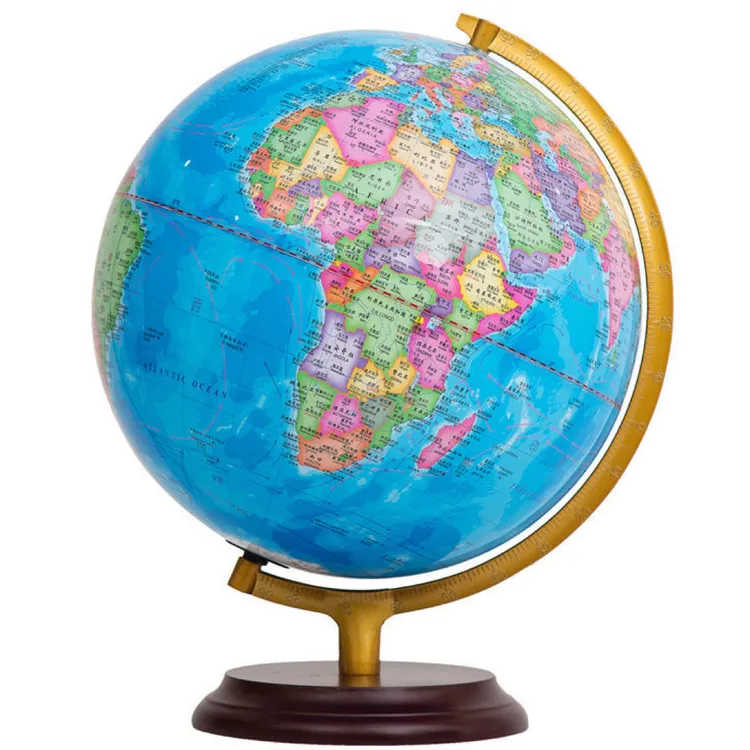 超大号30CM带灯高清地球仪升级木底平稳合金支架地球仪初中生专用