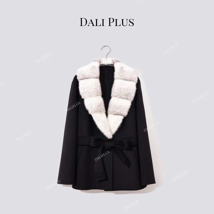 DALI PLUS“丹麦进口银十字貂”10羊绒90羊毛呢大衣外套-D5CH5462