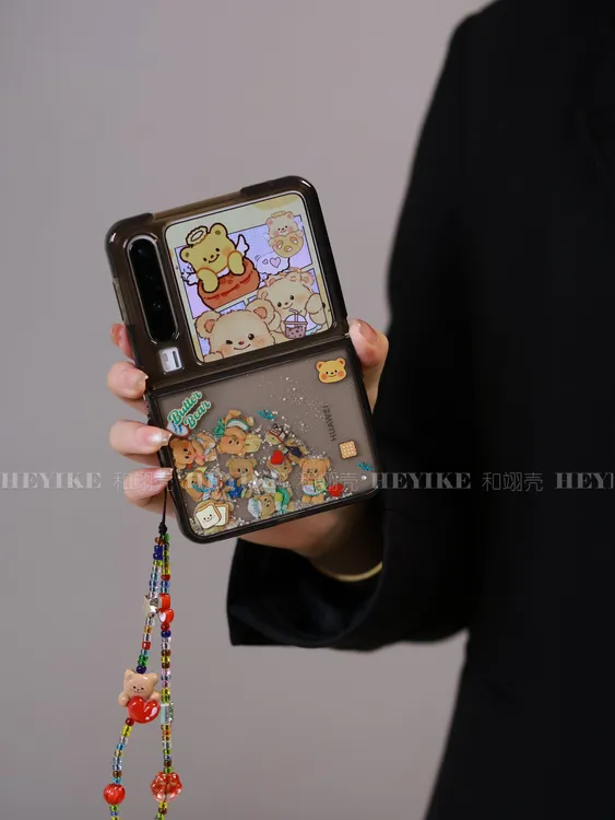 星星人流沙透明适用华为purax手机壳三星 荣耀vflip斜挎pocket2