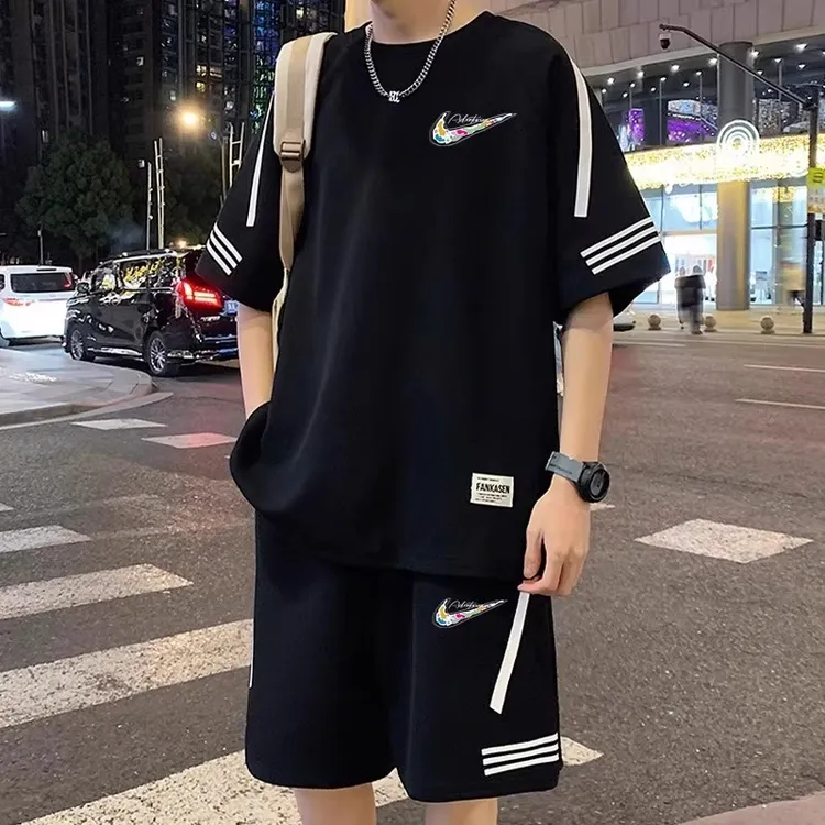 一折专区丨休闲套装男夏季薄款透气短袖短裤港风潮流运动两件套