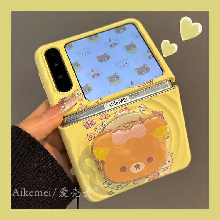 适用华为purax典藏版折叠屏手机壳pocket2可爱卡通轻松熊磁吸支架