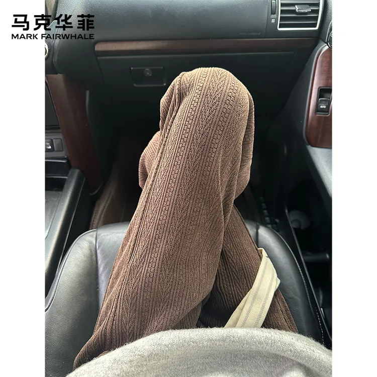 马克华菲麦穗纹提花纯色秋季休闲裤显瘦宽松慵懒随性垂感百搭裤子