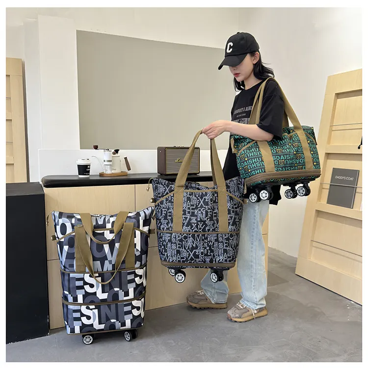 旅行袋女大容量带万向轮手提滑轮折叠待产行李收纳包短途出差搬家