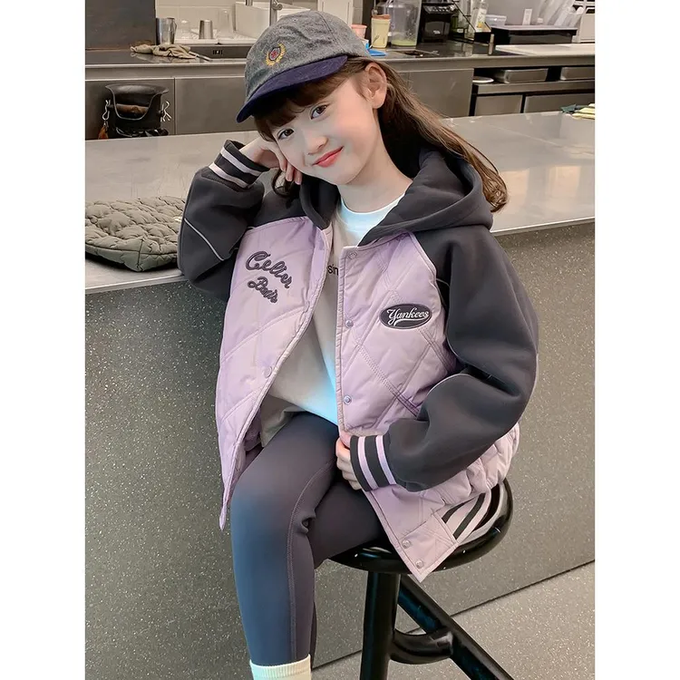 女童外套秋冬款2025新款洋气小女孩棉服上衣儿童夹棉加厚衣服冬季