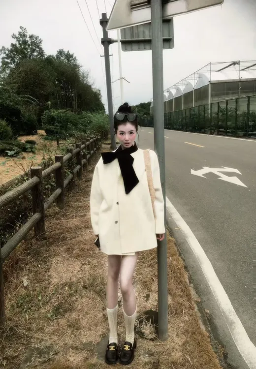 韩系留洋千金毛呢外套女春冬高级感超好看小个子中长毛呢外套大衣