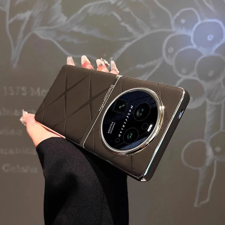 适用OPPO FindX6/Pro轻奢星芒素皮商务手机壳高端金属镜头圈