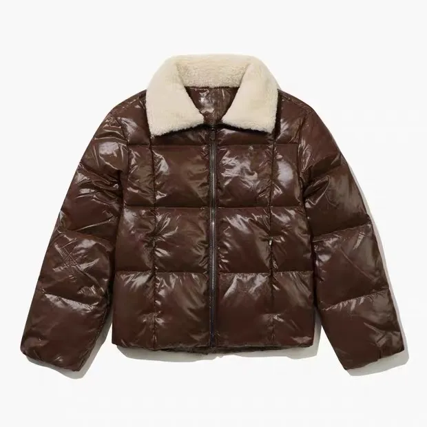 新款毛领亮面双色短款时尚休闲秋冬鹅绒服DW250475-479