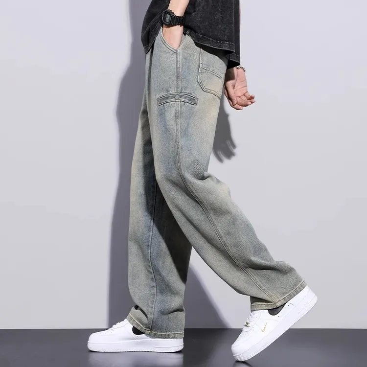 牛仔裤男士春季2025年新款潮牌宽松阔腿休闲裤美式复古水洗长裤子