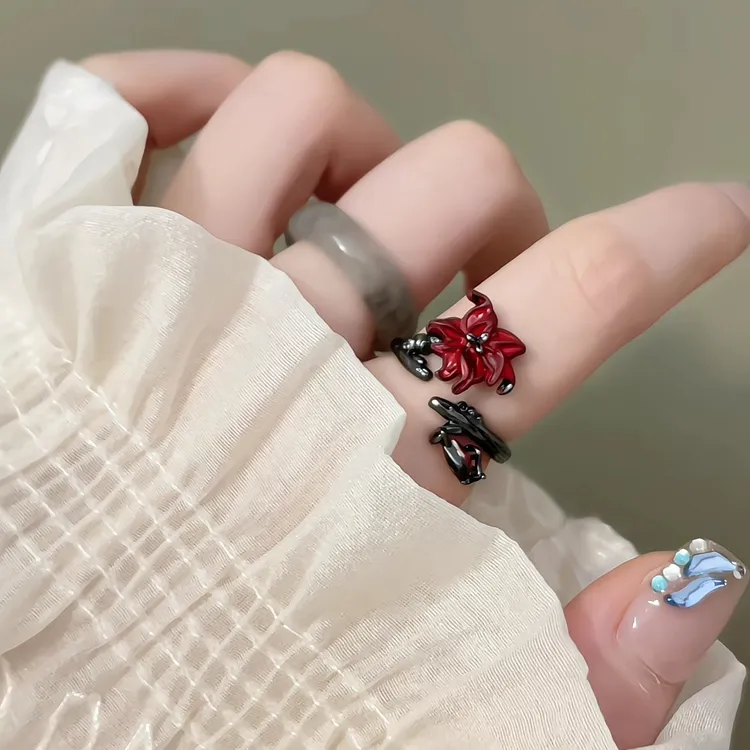铜合金戒指 曼陀罗戒指不掉色高级感小众暗黑风甜酷辣妹指环 