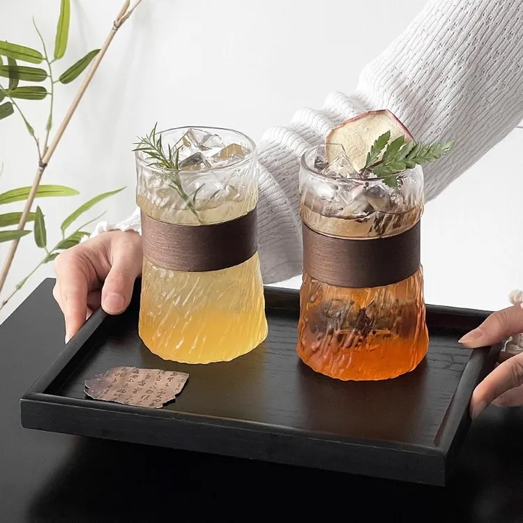 日式耐热玻璃喝水杯竹围家用挂耳拿铁咖啡杯冰美式专用杯防烫茶杯