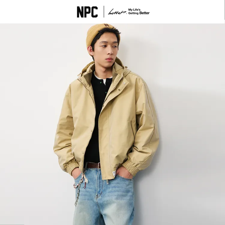 NPC潮牌90白鸭绒假两件式高密防风派克羽绒服男舒适挺阔NP58DJ44