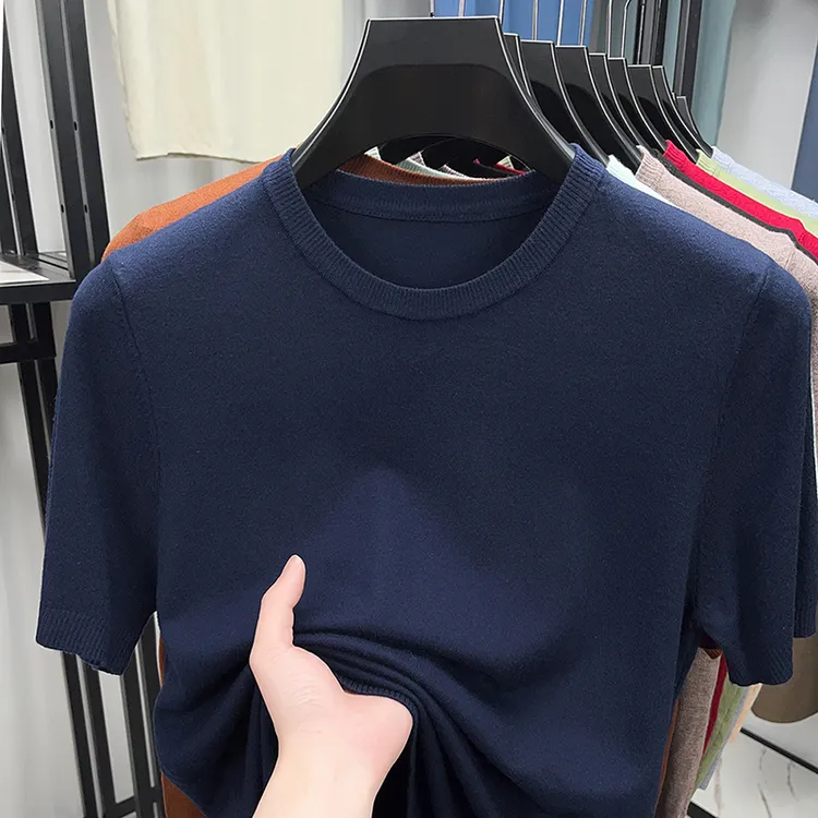 【圆领短袖】春秋男士精仿羊毛顶奢时尚百搭时尚T恤衫休闲针织