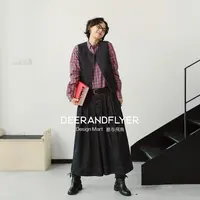 鹿与飞鸟“丹宁工坊”棉牛仔短廓马甲背心6947