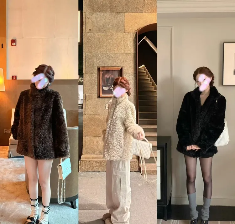 人造皮草 富人区番茄侠4.0体立领羊羔毛仿皮草中长款毛毛外套大衣