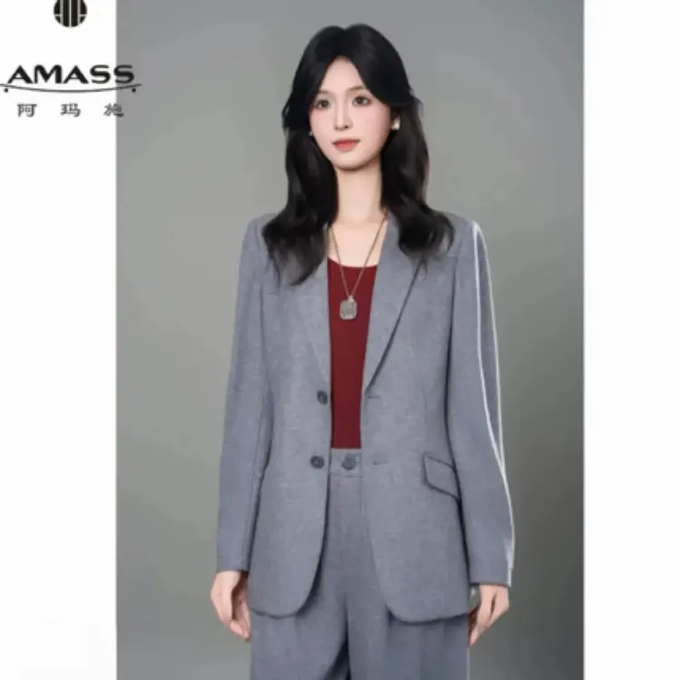 阿玛施【官方正品】新款绵羊毛时尚气质小个子通阿玛施西装外套