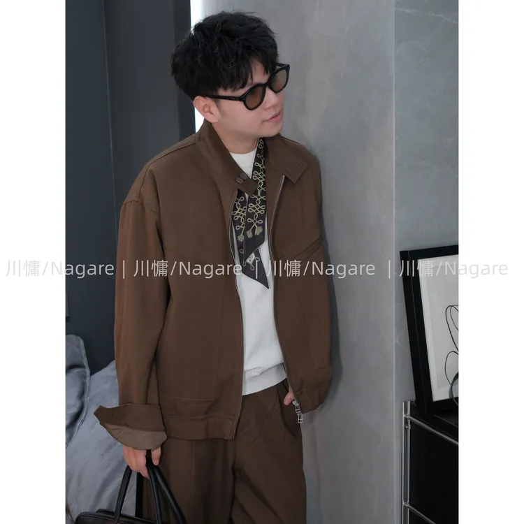 川慵Nagare高级巴恩风‘谷仓夹克宽松结构感松弛休闲夹克外套套装