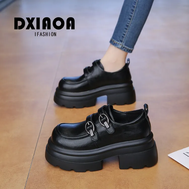 厚底小皮鞋女2026春季新款小个子增高单鞋英伦学院风乐福鞋33小码