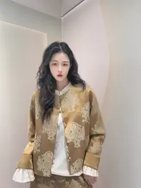 九月  三色浮雕外套  新款中式显瘦国风中式复古浮雕汉服上衣