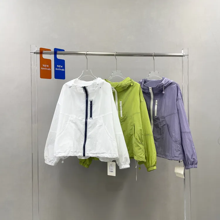 欧洲站春夏款韩版连帽双拉链设计薄款外套女宽松休闲防晒衣882597