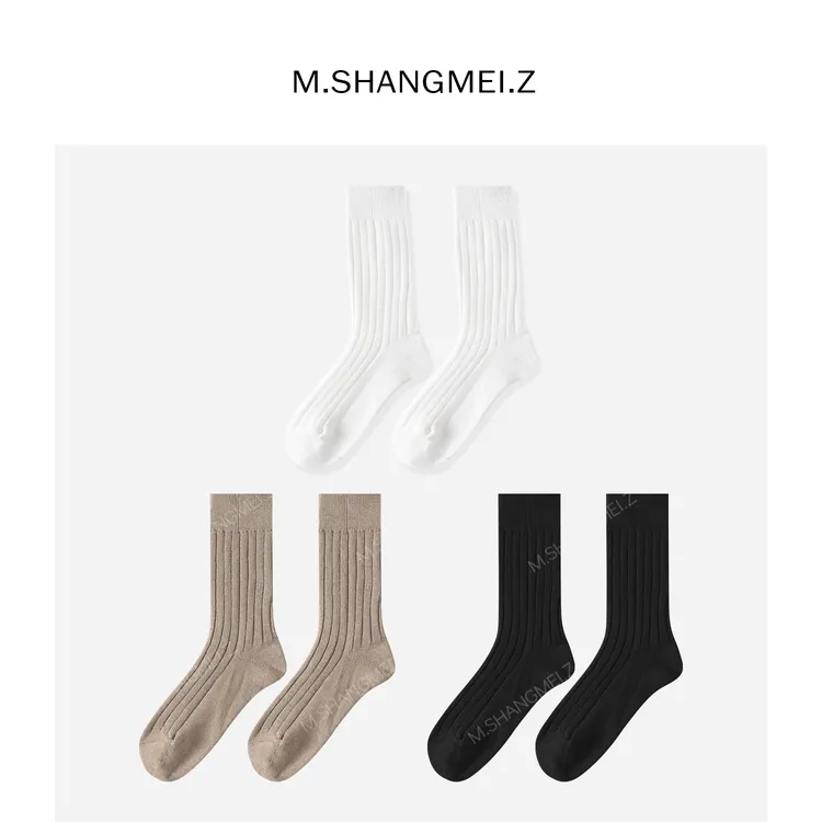 M.SHANGMEI.Z/沐熙美大哥四季纯色森系透气防臭百搭袜子F09414
