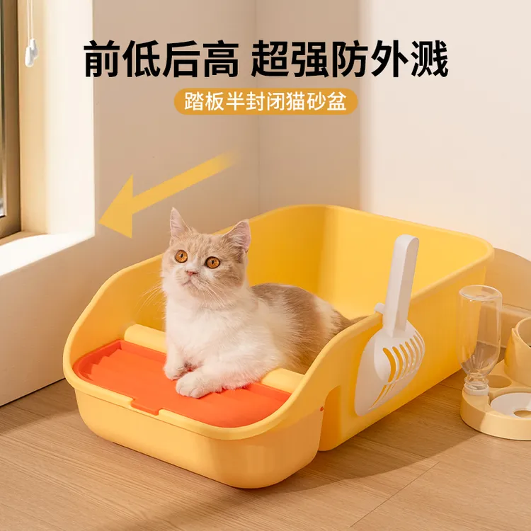 猫砂盆超大号防外溅缅因开放式猫厕所特大号半封闭式巨型猫沙屎盆