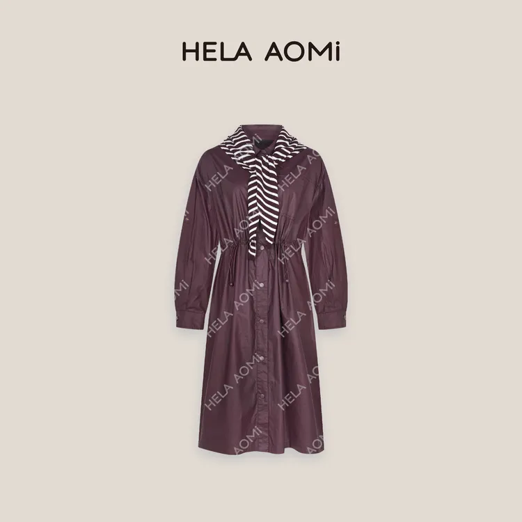 HELA AOMI“披肩风衣”棉100%遮肉宽松条纹披肩高级感风衣