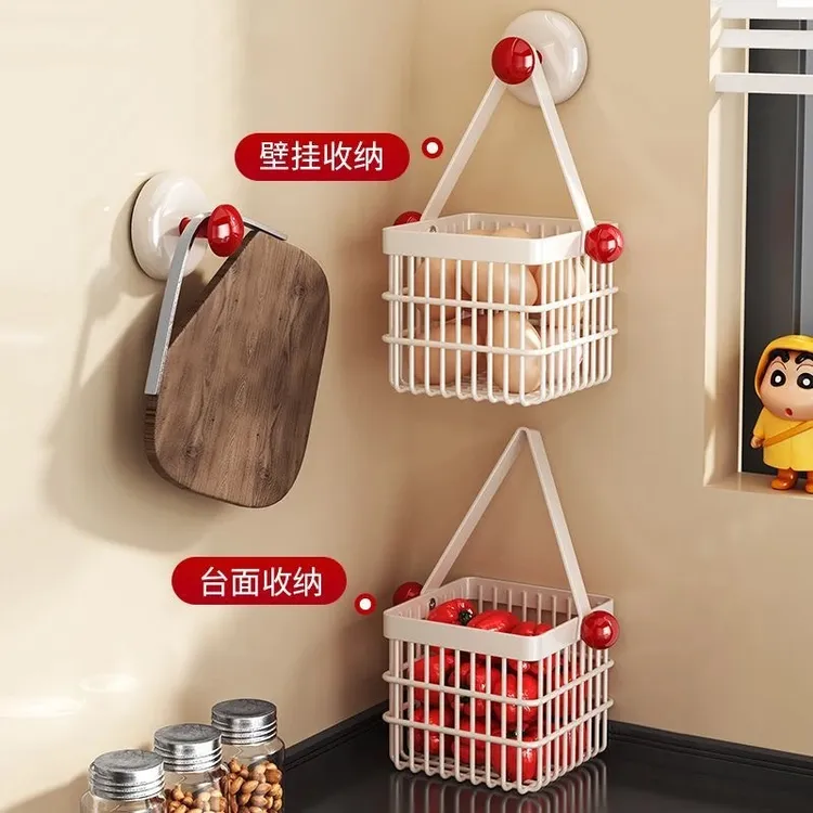 轻奢吸盘葱姜蒜收纳盒厨房调料品置物架壁挂生姜大蒜壁挂式收纳