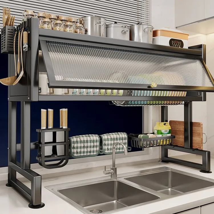 厨房水槽置物架家用碗碟收纳洗碗槽水池防尘碗柜多功能加厚沥水架