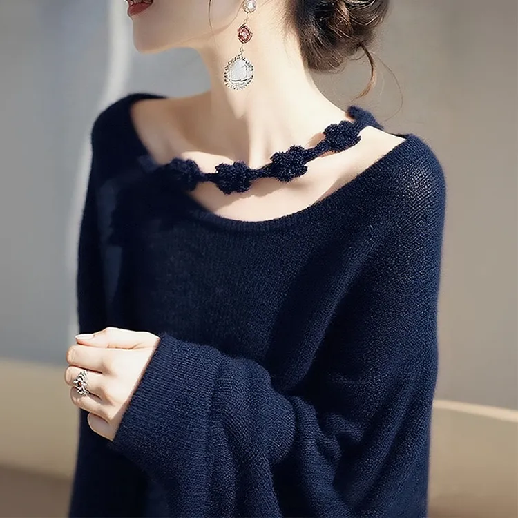 纯色软糯针织衫女慵懒高级感2025新款薄款韩系氛围感早秋穿搭上衣