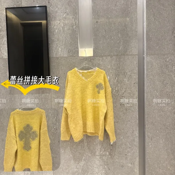 啊糖shop-重工蕾丝拼接毛衣