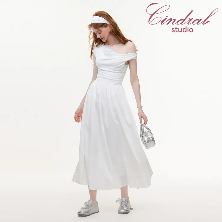 【熙地】修身拼接夏季POLO领设计师荡领简约法式连衣裙 C15XD0300W