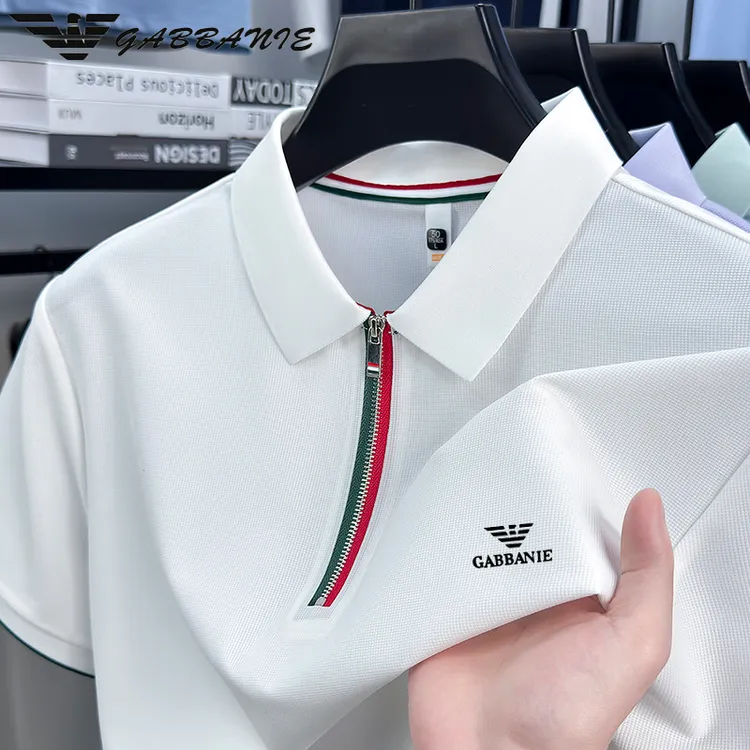 GABBANIE2025年夏季新款男士短袖t恤休闲透气速干凉感翻领polo衫