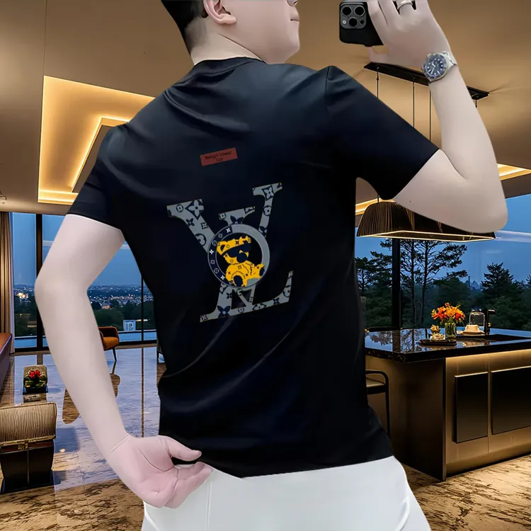 短袖男T恤2025夏季新款欧货印花大码个性潮流气场强大高级感男装