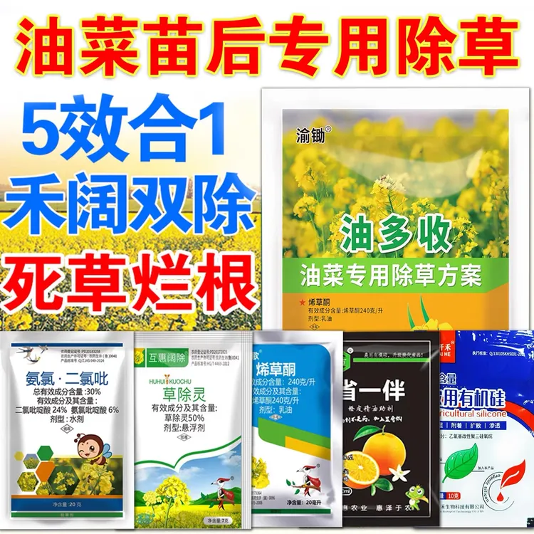 油菜苗后除草剂多效合一播娘蒿牛繁缕禾阔双除油菜苗后烂根除草药